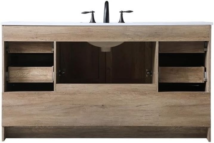 Elegant Kitchen and Bath 60 Inch SIngle Bathroom Vanity In Natural Oak