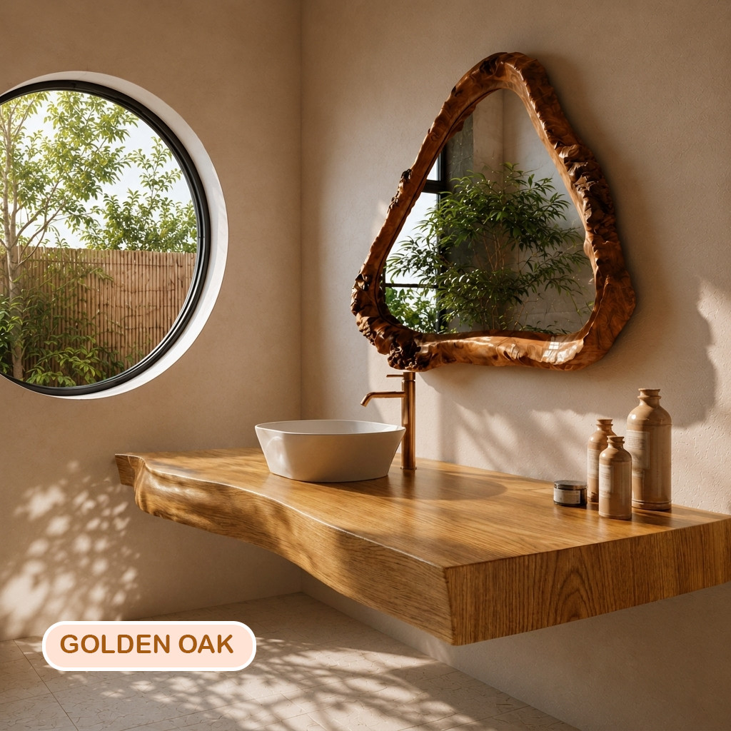 Bathroom Vanity Modern Live Edge Solid Wood Countertop Sink Top Bathroom