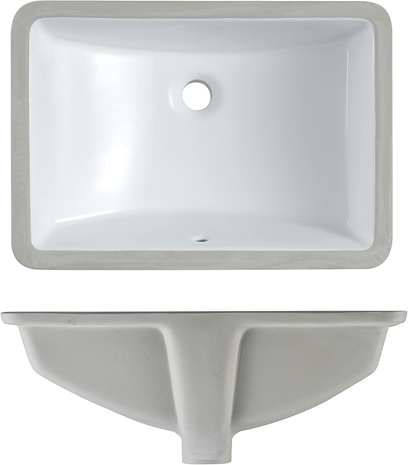 MEJE 202H 18″ White Rectangle Undermount Bathroom Sink Ceramic Vanity Lavatory