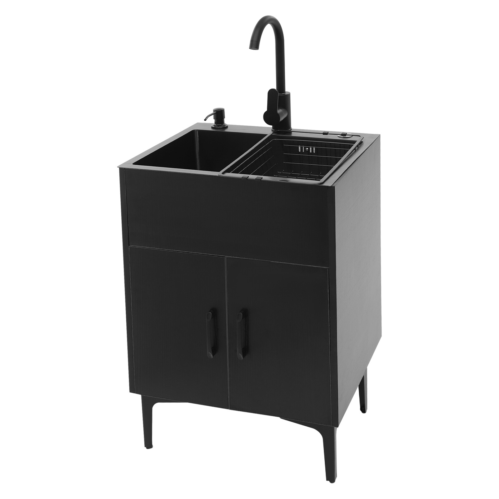 Bathroom Vanity Cabinet Storage with Sink Combo with Drawers and Shelves Black