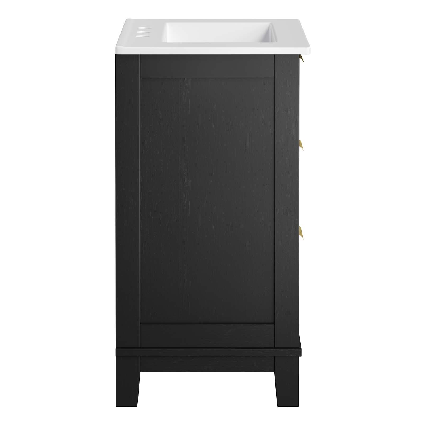 Modway Dixie 24” Solid Wood Bathroom Vanity in Black White