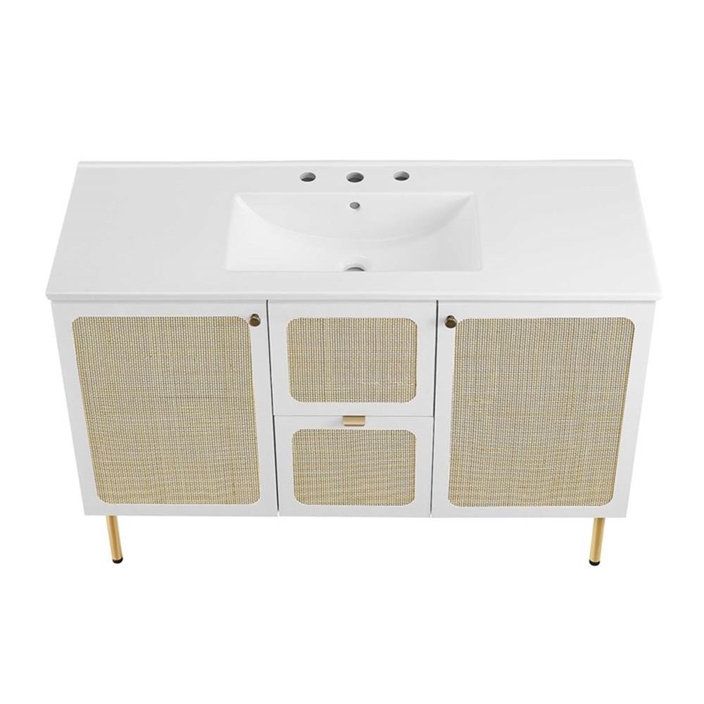 Pemberly Row 48″ Single Sink Wood & Metal Bathroom Vanity in White