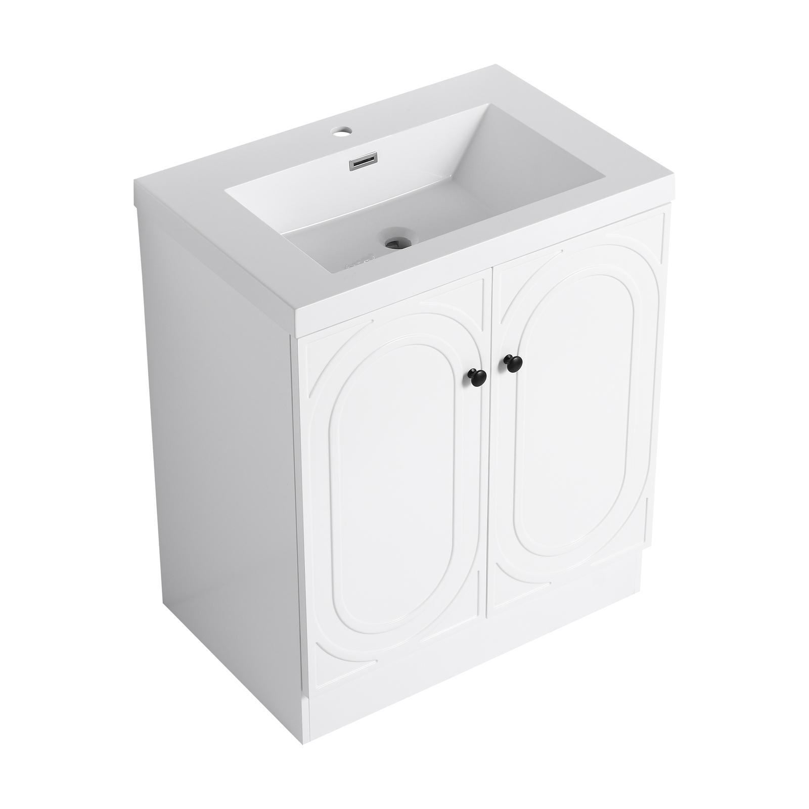 30″ Modern Freestanding Bathroom Vanity Cabinet With Undermount Resin Sink Basin