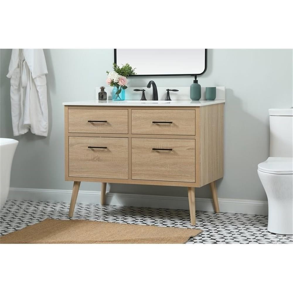 Elegant Decor Boise 42″ MDF Single Bathroom Vanity with Backsplash in Mango Wood