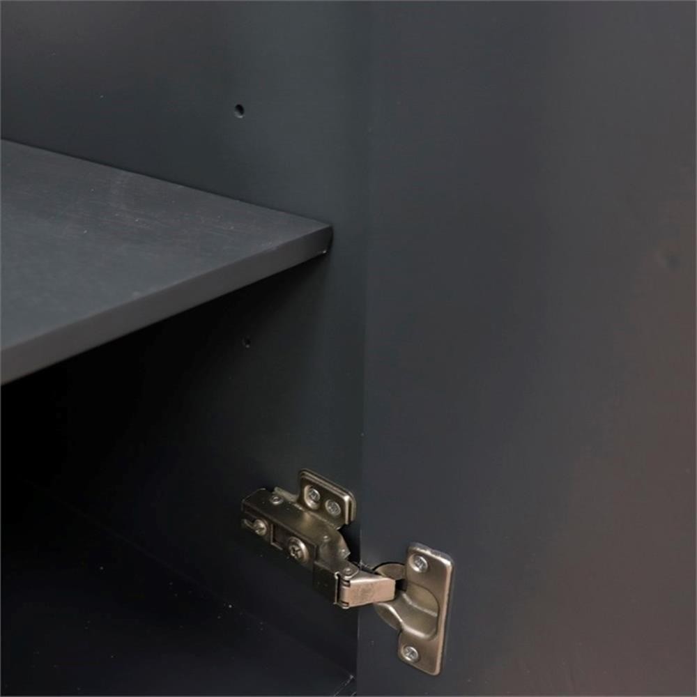 49 in. Double Wooden Vanity Dark Gray with White Quartz Round Sink