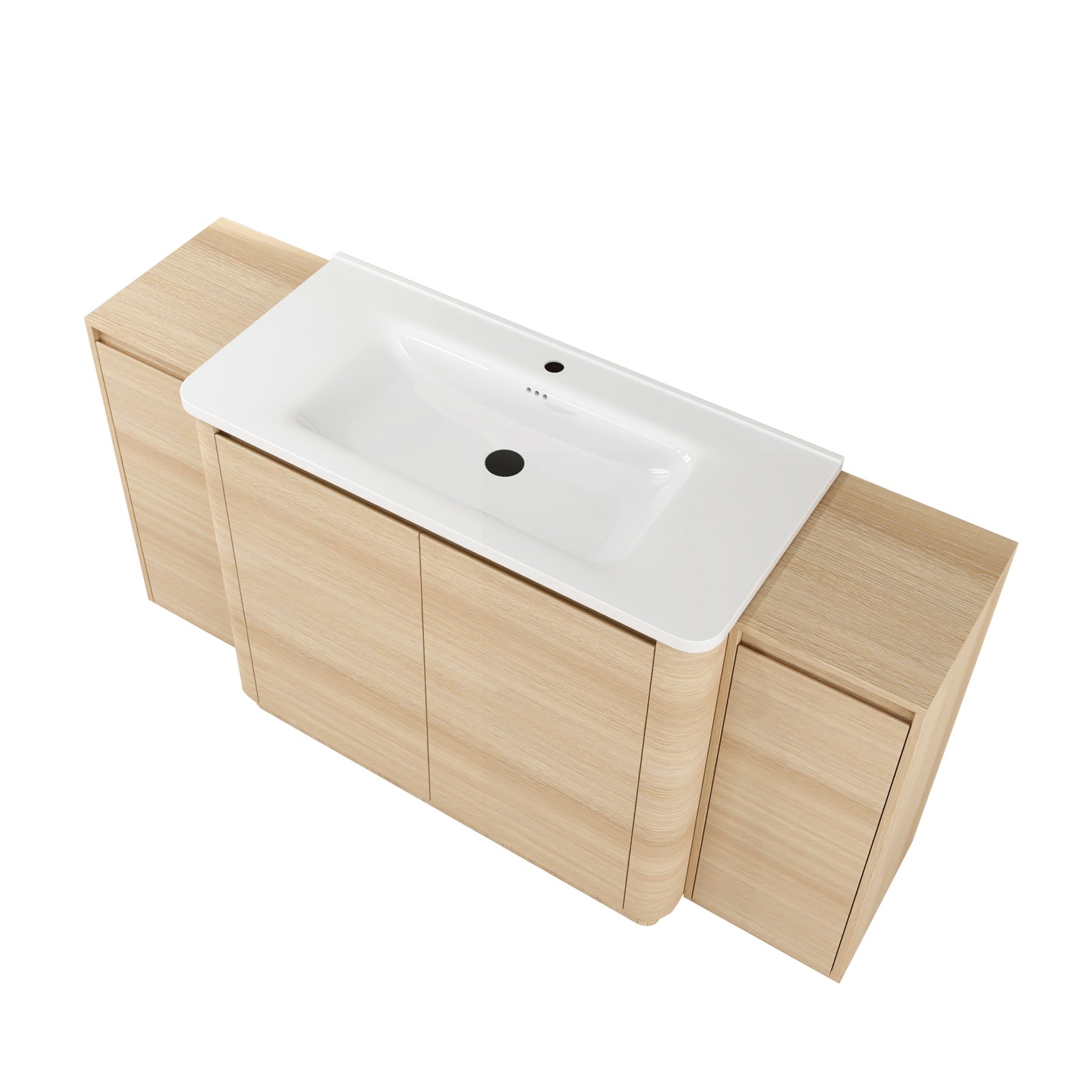 40in Plywood Freestanding Bathroom Vanity W/Ceramic Sink 2x Storage Cabinet Oak