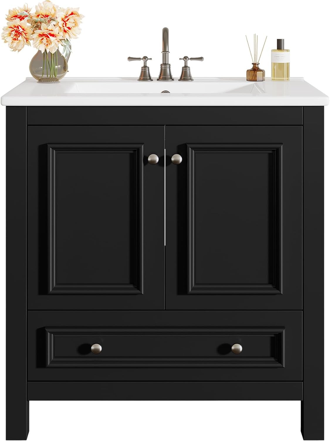 30″Modern Bathroom Vanity w/Sink Wooden Bathroom Cabinet with 2 Doors &1 Drawer