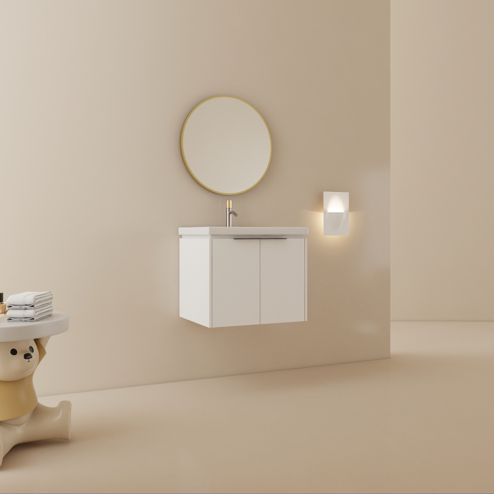 24 Inch Wall Mounted Bathroom Vanity Cabinet with Sink For Small Bathroom White