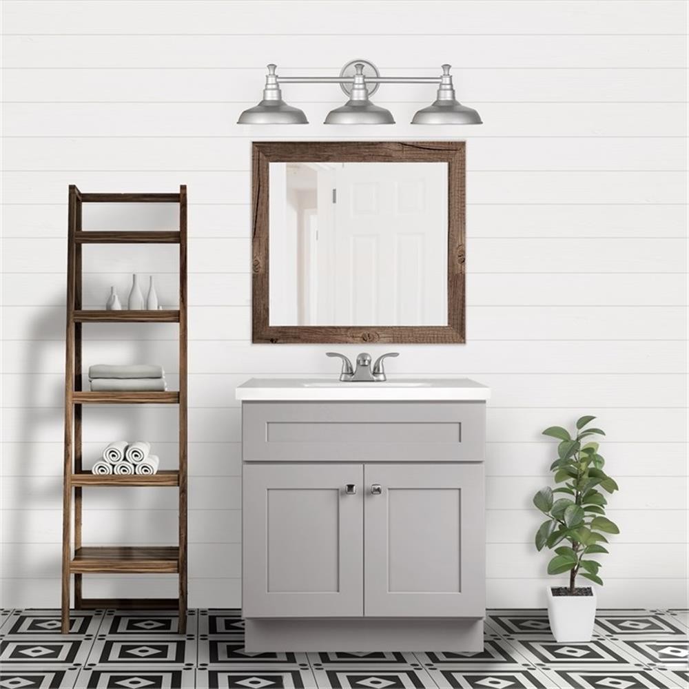 Pemberly Row 30″ Bathroom Vanity Ready to Assemble Solid Wood in Gray