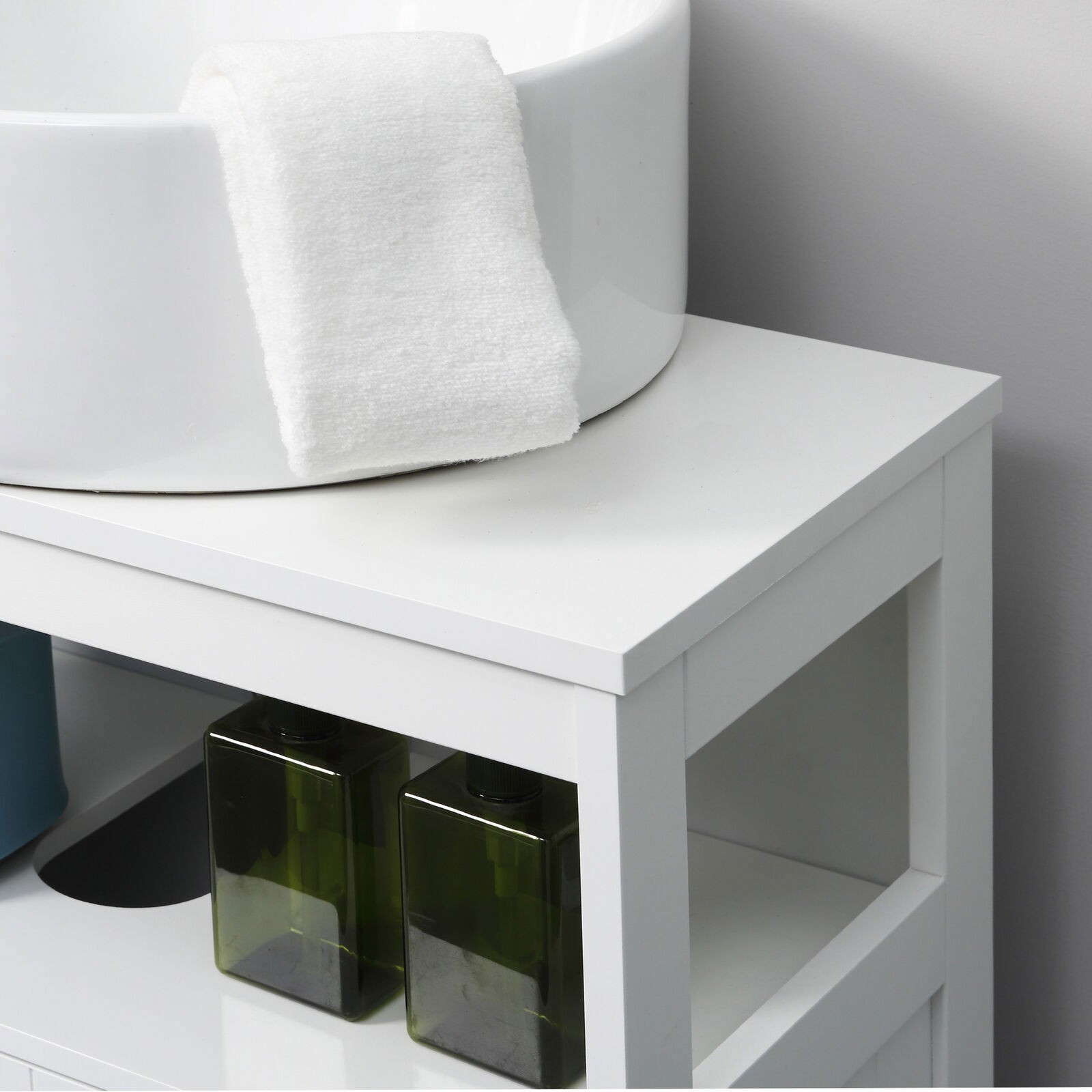 Pedestal Under Sink Cabinet w/ Doors, Bathroom Storage Organizer Unit, White