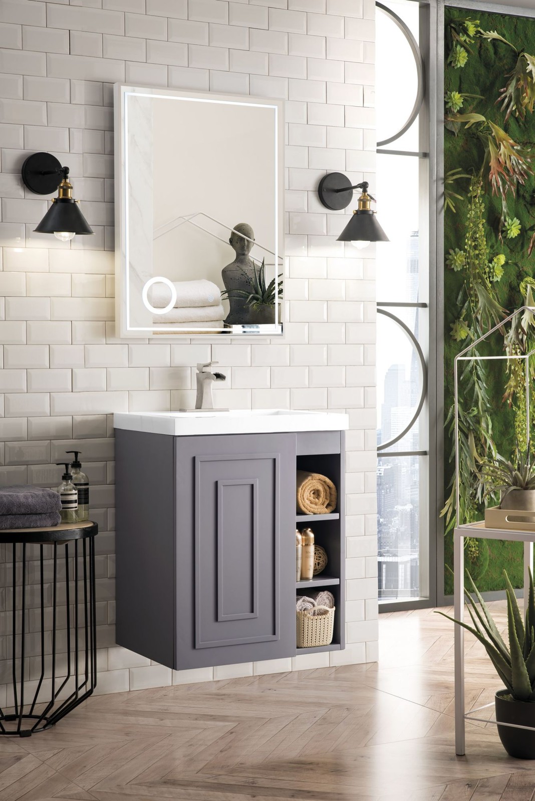 James Martin Vanities E110V24WG Alicante 24″ Wall Mounted Single – White
