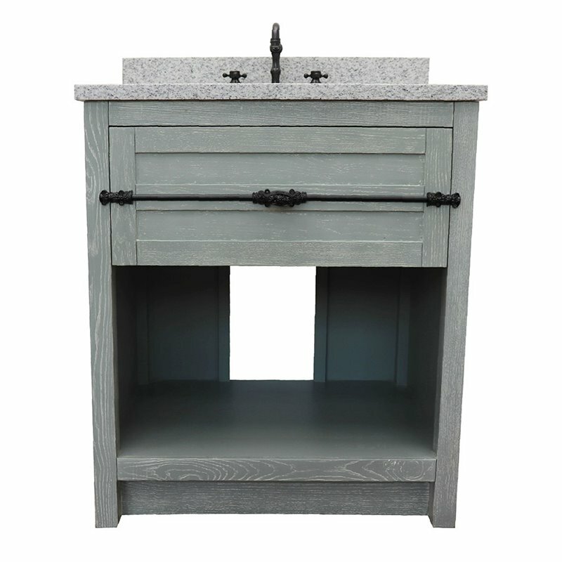 Plantation Single Rectangle Sink Solid Wood Vanity in Gray Ash