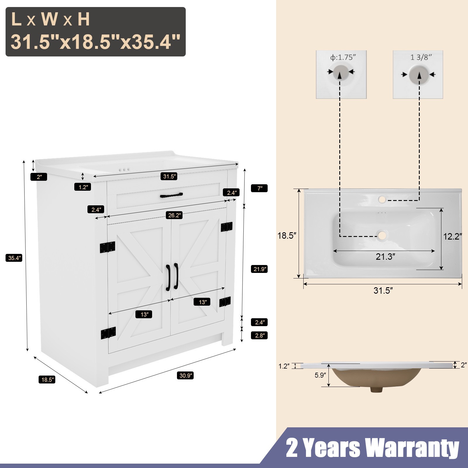 Modern Bathroom Sink Cabinet & Wash Basin Sink Cabinet with Door Waterproof