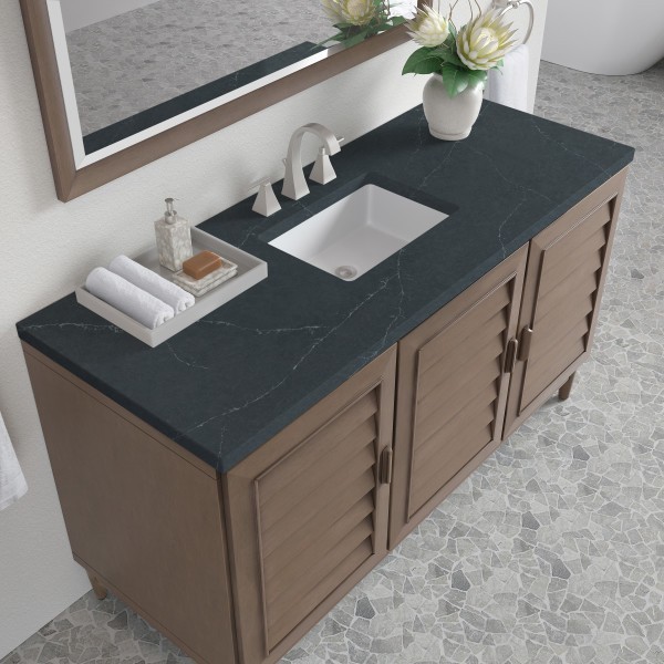 60″ James Martin Portland 620-V60S-WW-3CSP Vanity Cabinet Charcoal Soapstone Top