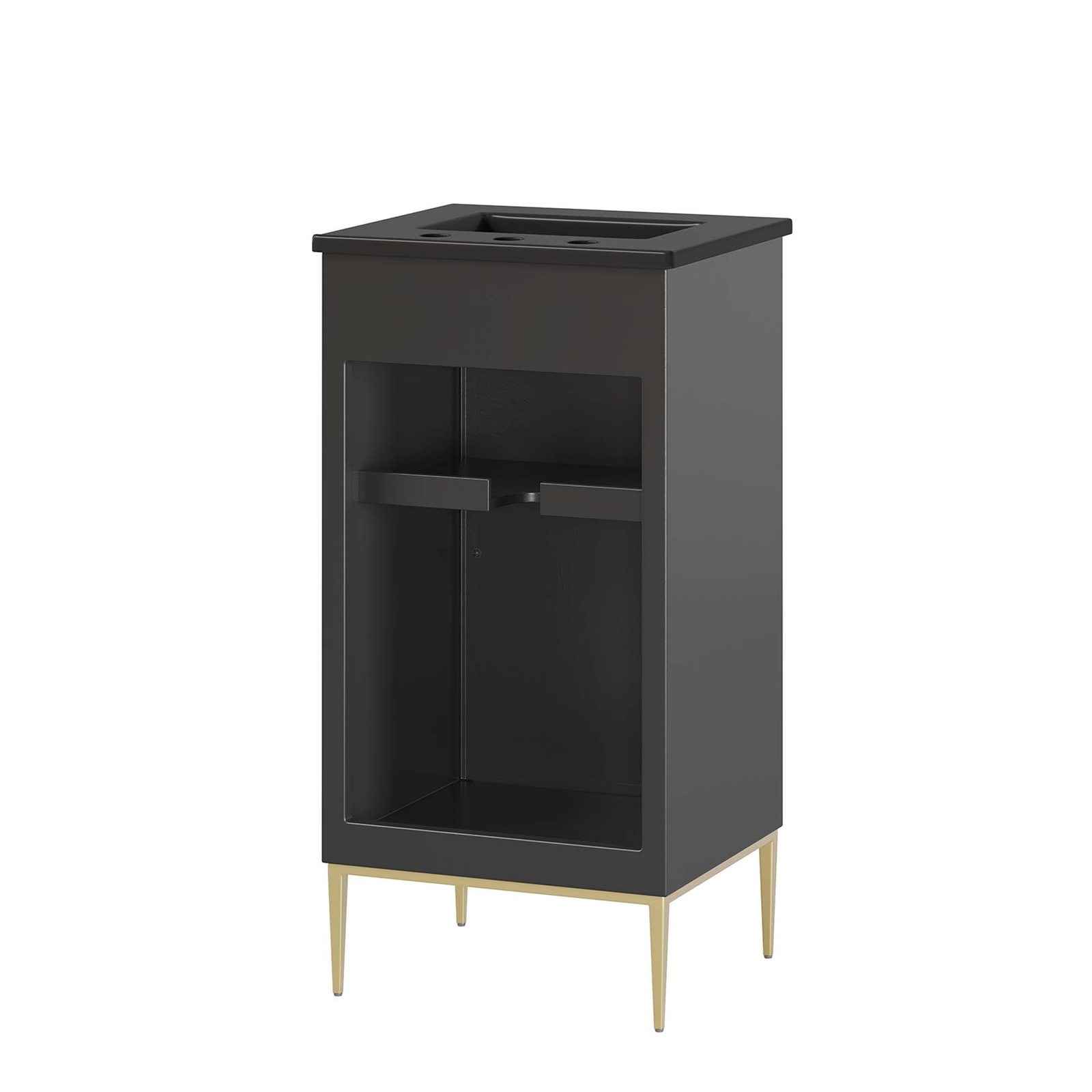 Modway Awaken 18″ Bathroom Vanity Cabinet in Black Black With Ceramic Sink Basin