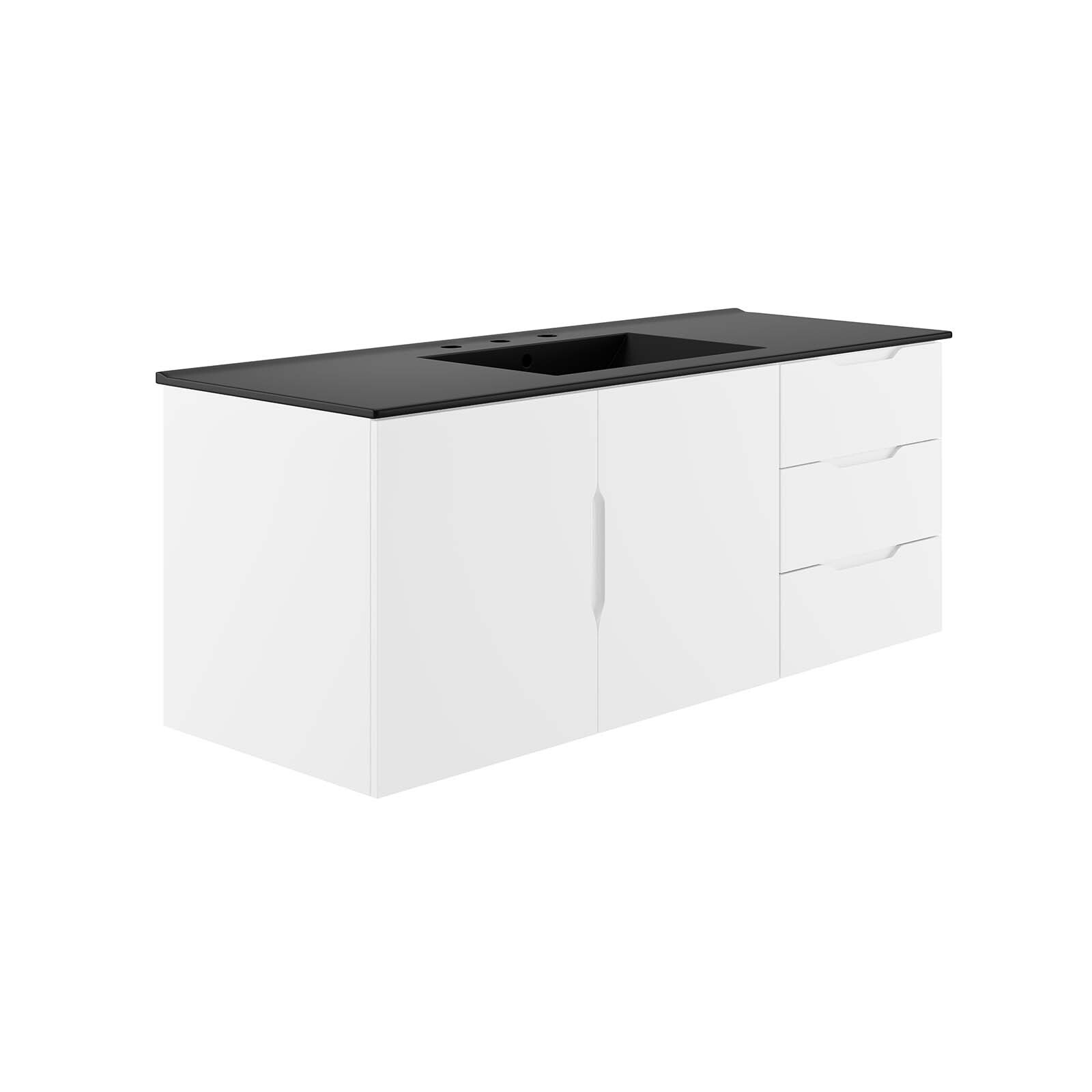 Modway Vitality 48″ Single Sink Wall-Mount Bathroom Vanity in White Black