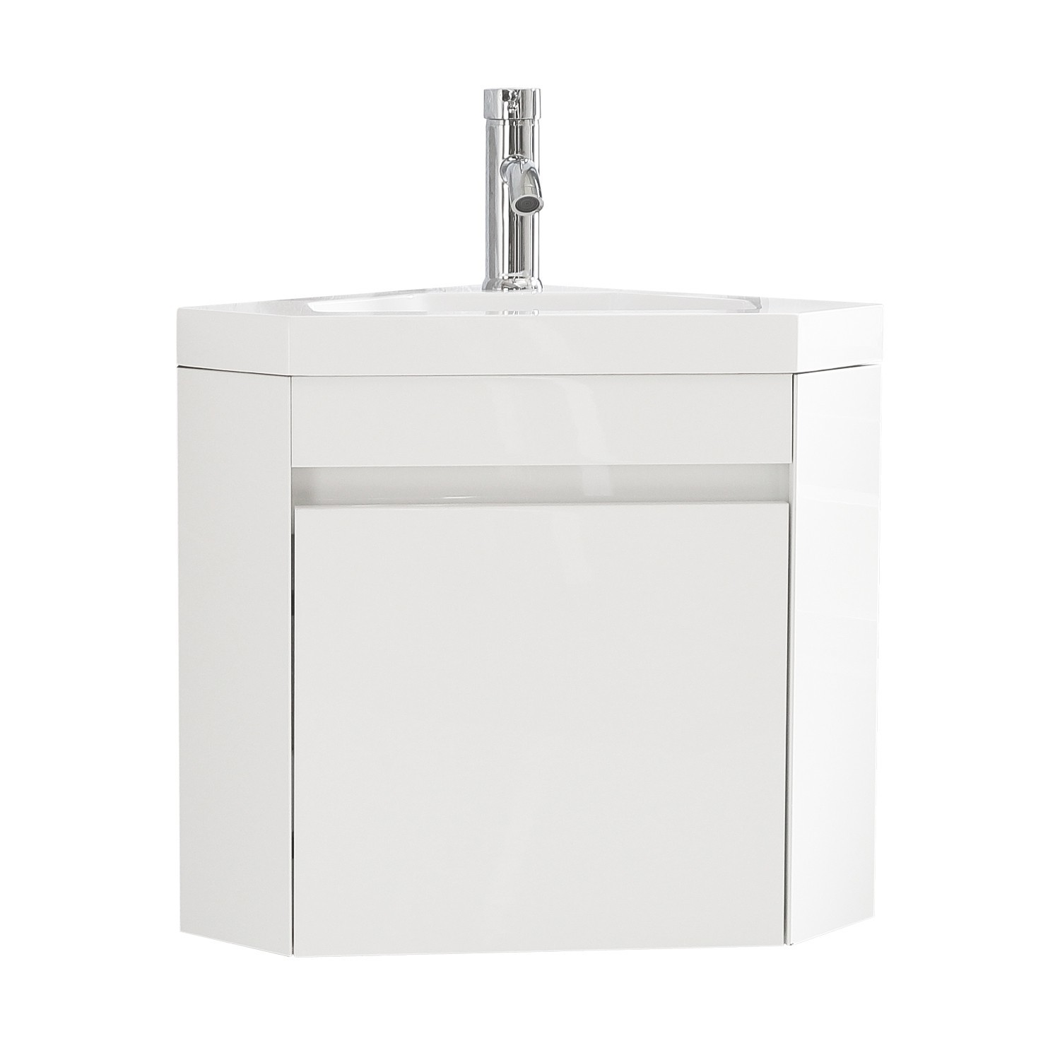 22″ Corner Wall Mounted Bathroom Vanity Floating Cabinet w/Sink for Small Space