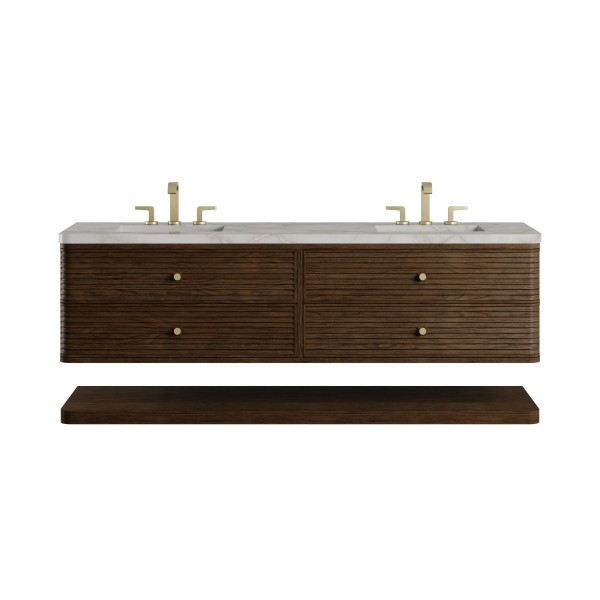 72″ James Martin Allamari D640-V72-SBL-WVSL Double Vanity Cabinet Silver Top
