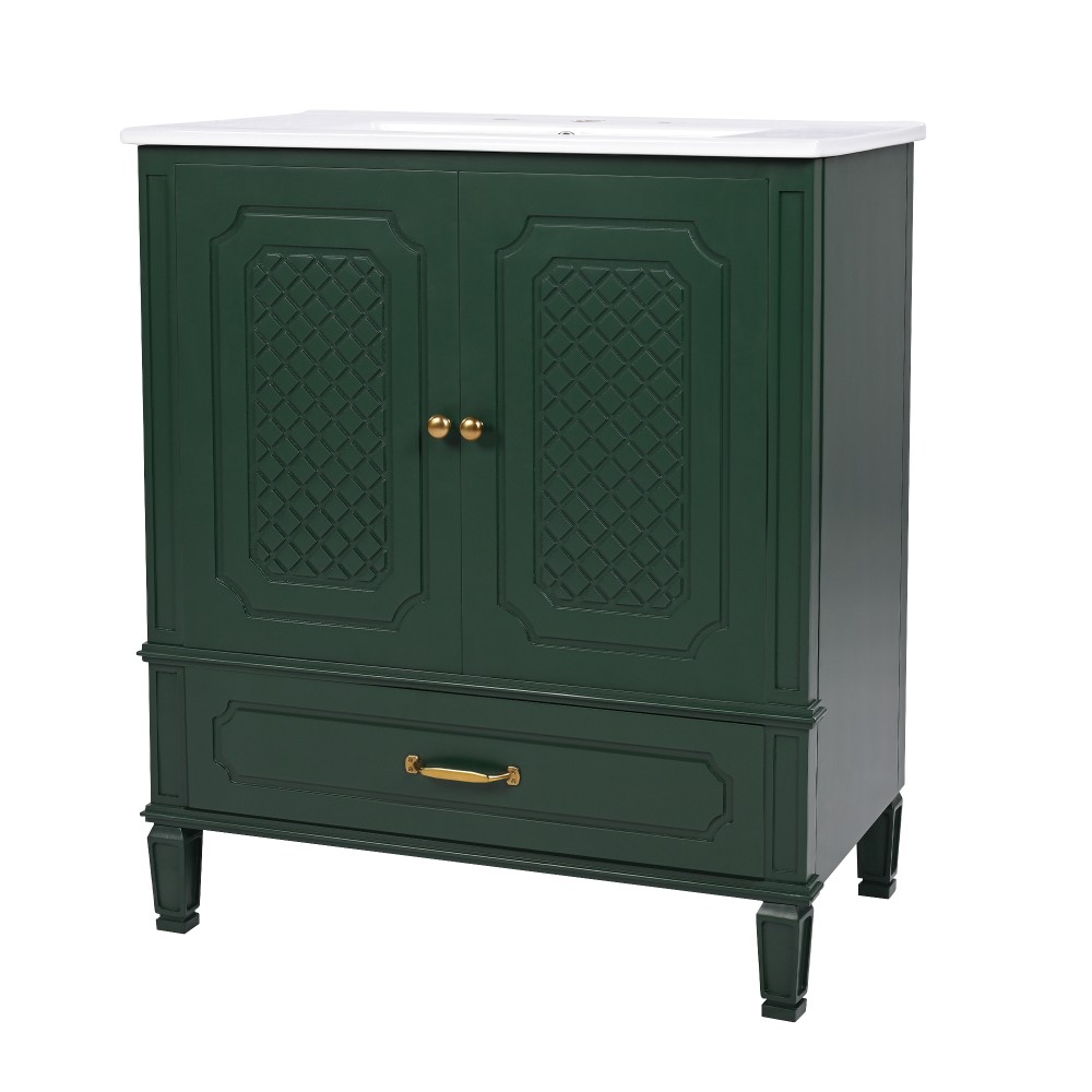 30″ Bathroom Vanity with Sink Vintage Style, Multi-functional Storage Space