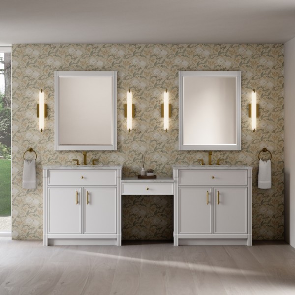 96″ James Martin Bellshire 660-VMC96-BW-3VSL Dual Vanity Cabinet Silver Top