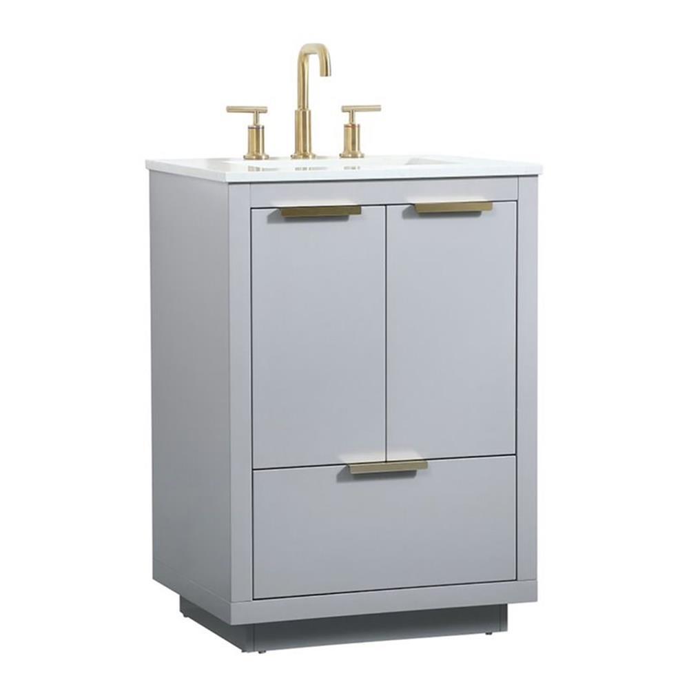 Elegant Decor Blake 24″ Aluminum Alloy MDF Single Bathroom Vanity in Gray