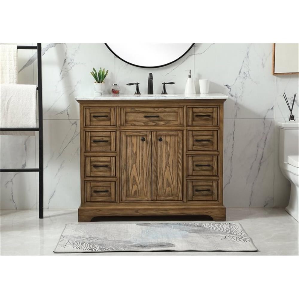 Pemberly Row 42″ Aluminum Alloy Single Bathroom Vanity in Driftwood