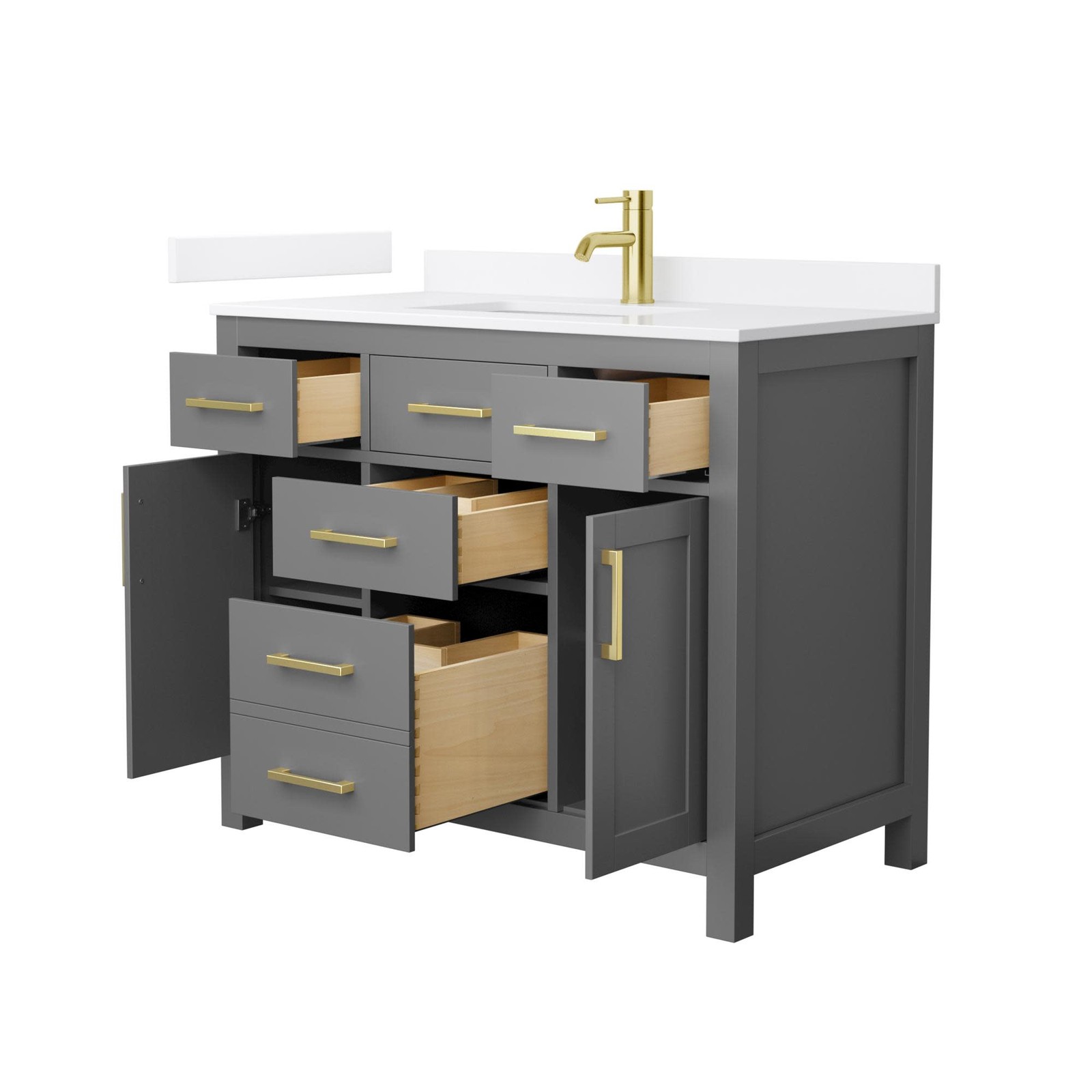 Wyndham Collection WCG2424-42S-QTZ-UNSMXX Beckett 42″ – White / White Quartz Top
