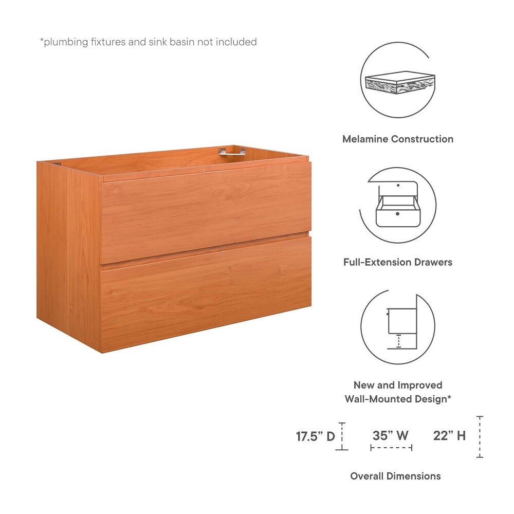 Cherry Walnut Wall-Mount floating Bathroom Vanity Cabinet (Sink NOT Included)