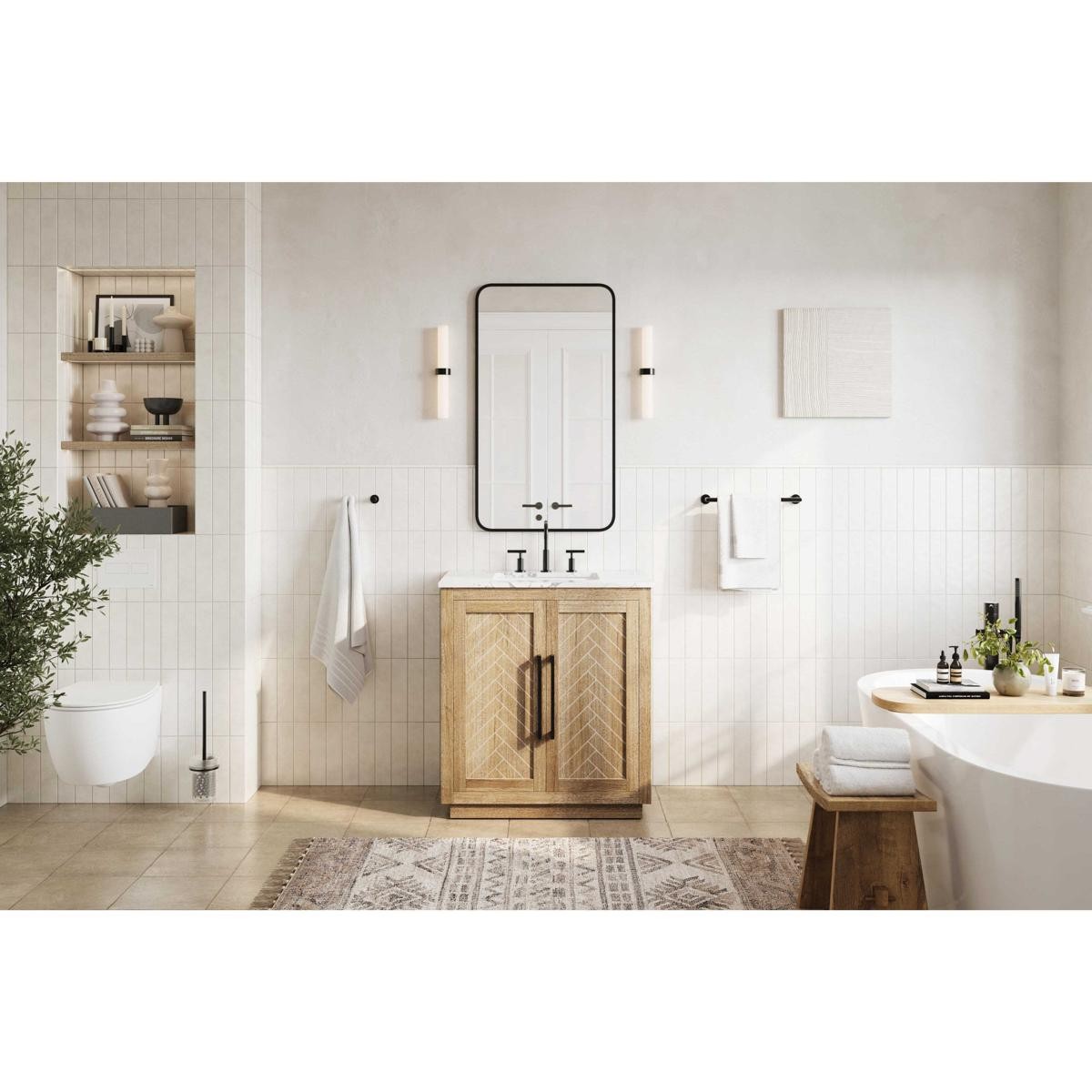 Elegant Lighting VF29030LO Chase 30 X 34 inch Linen Oak Bathroom Vanity Cabinet