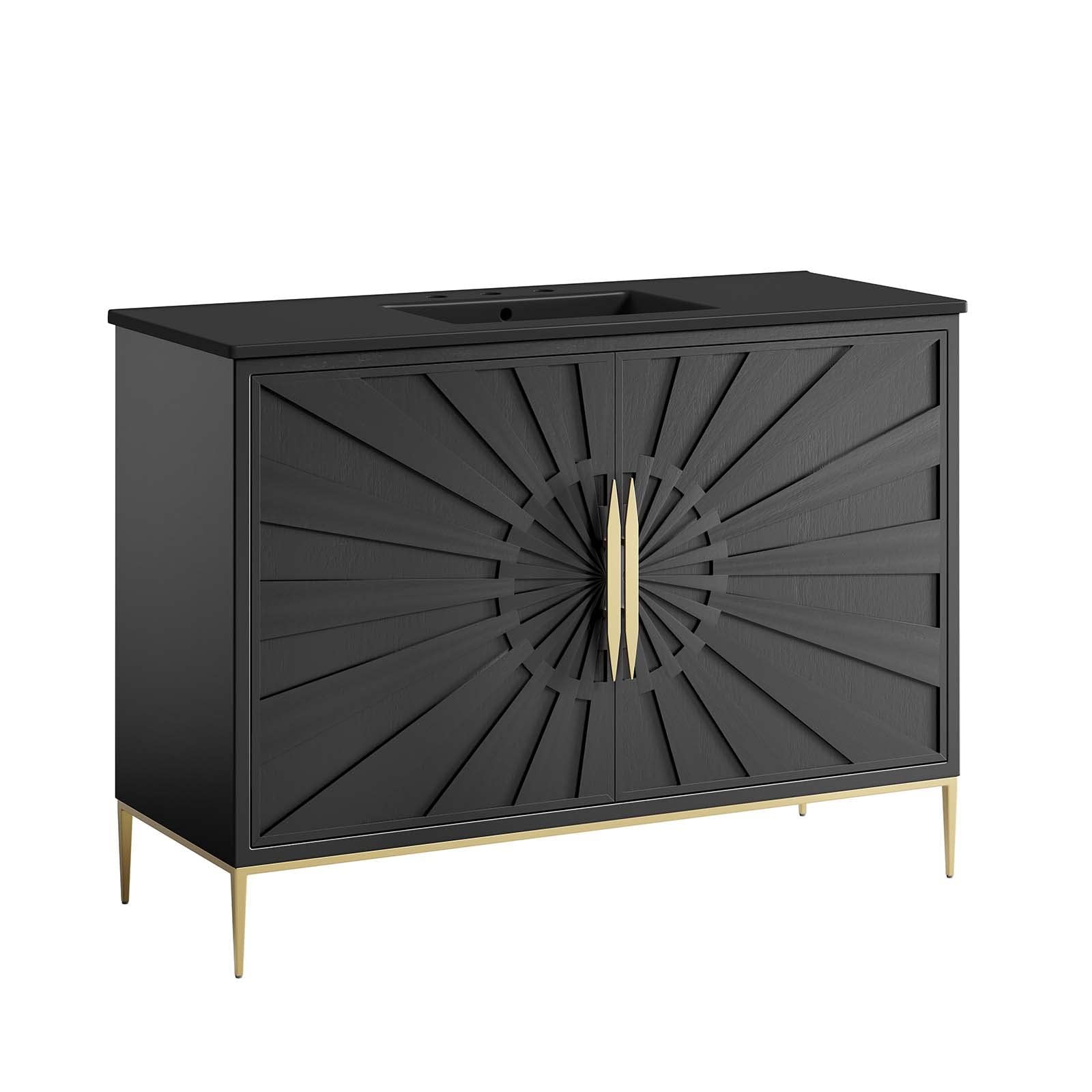 Modway Awaken 48″ Solid Wood and MDF Bathroom Vanity in Black