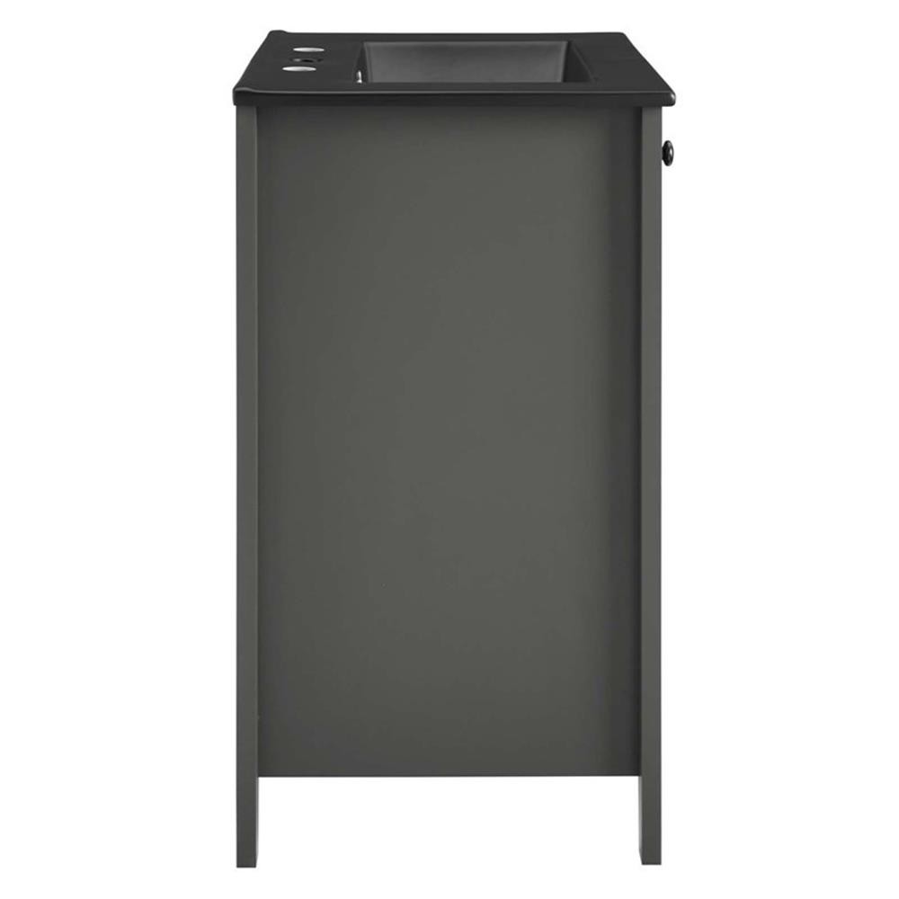 Bowery Hill Modern Wood/Ceramic Bathroom Vanity in Gray/Black