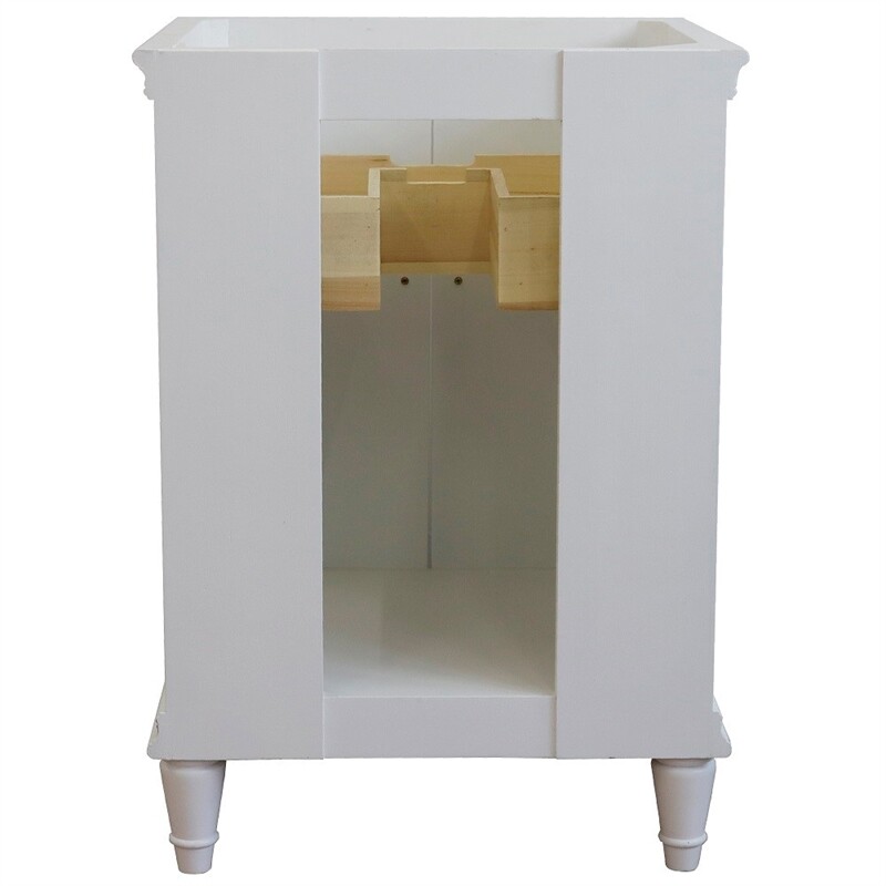 25 in. Single Wooden Vanity White with White Carrara Oval Sink