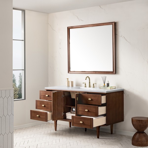 60″ James Martin Amberly 670-V60S-WLT-3WZ Vanity Cabinet White Zeus Top