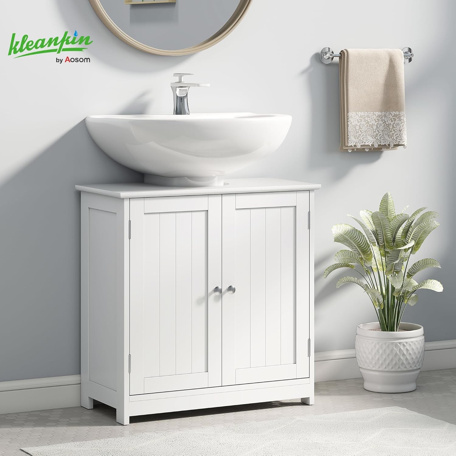 23.5″ Pedestal Sink Storage Cabinet Freestanding Bathroom Under Sink Cabinet W/