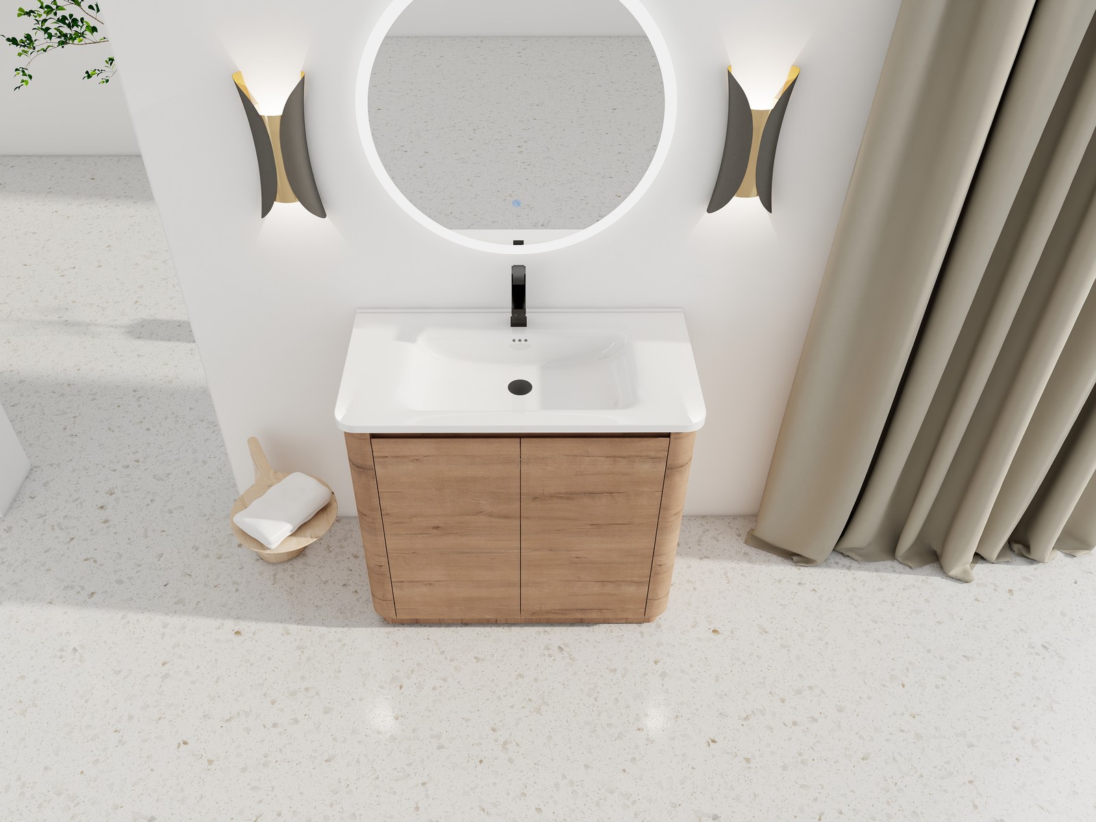 36 inch Freestanding Bathroom Vanity with Ceramic Sink Adjustable Shelf Plywood