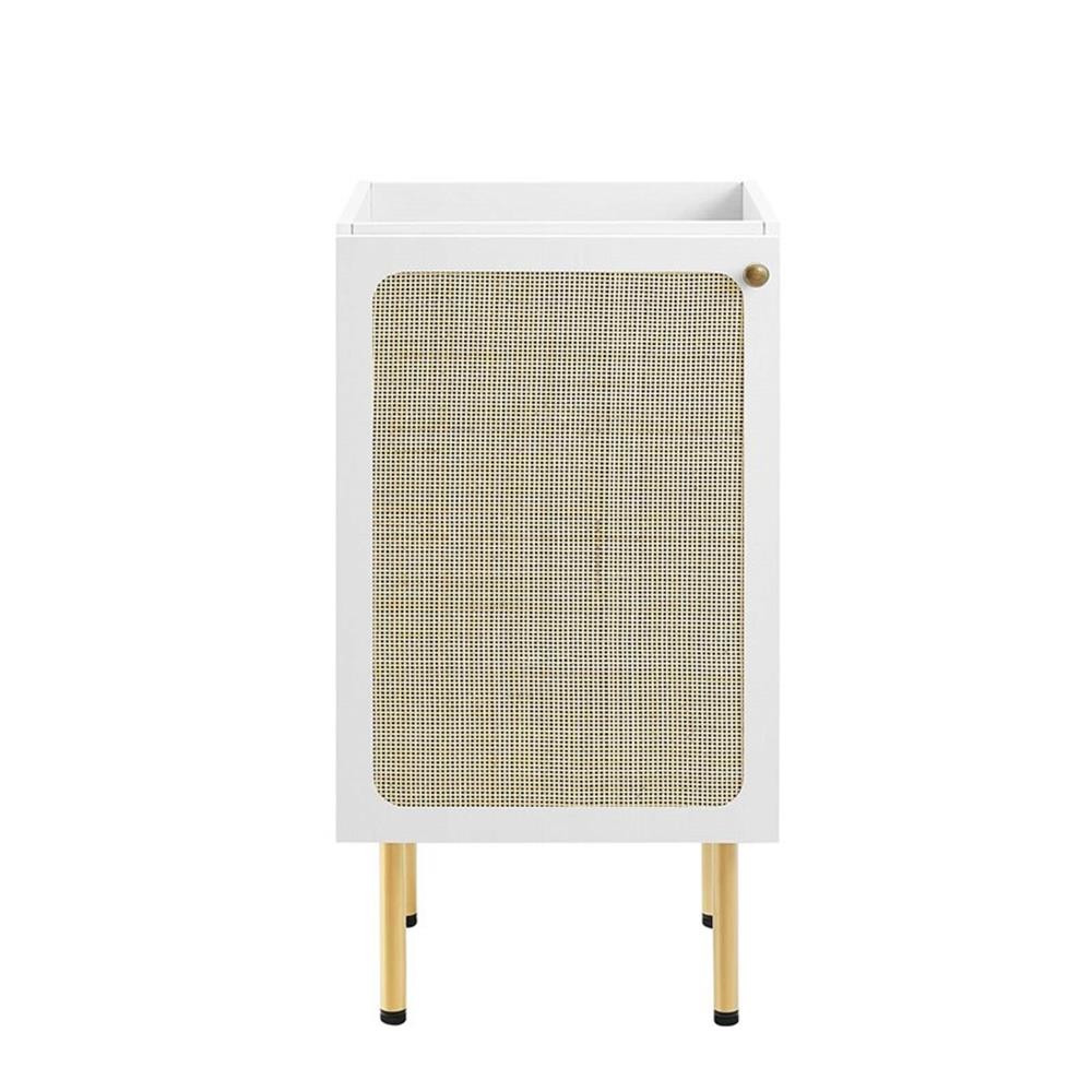Modway Chaucer 18″ Wood & Rattan Bathroom Vanity Cabinet in White