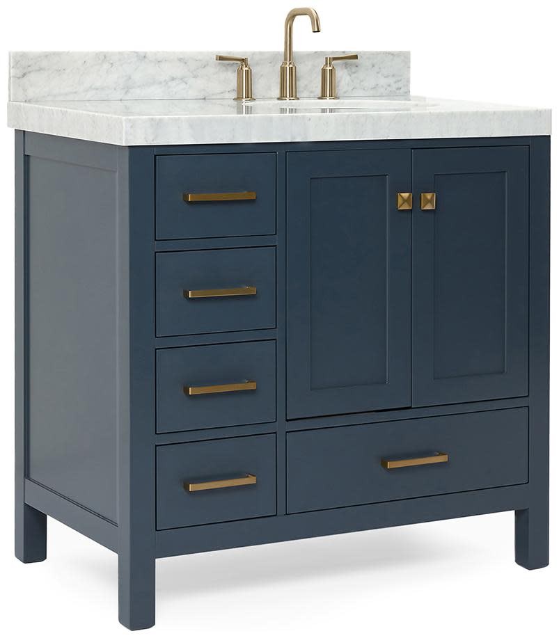 Ariel A036SRCW5OVO Cambridge 36″ – Midnight Blue / Italian Carrara Marble Top /