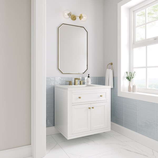 30″ James Martin Chicago 503-V30-GW-3WZ Vanity Cabinet White Zeus Silestone® Top