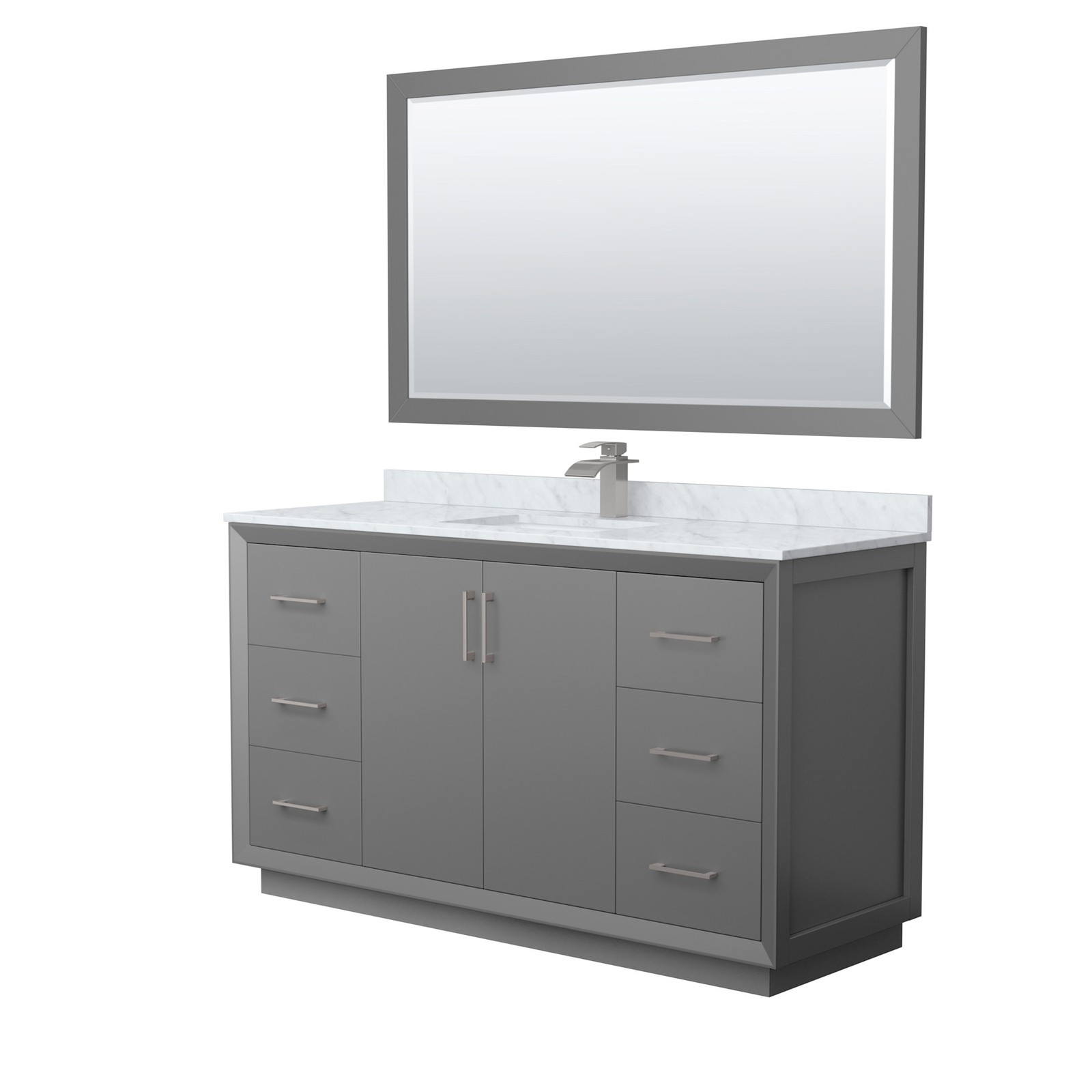 Wyndham Collection WCF414160S-NAT-UNSM58 Strada 60″ – Dark Gray / Brushed Nickel