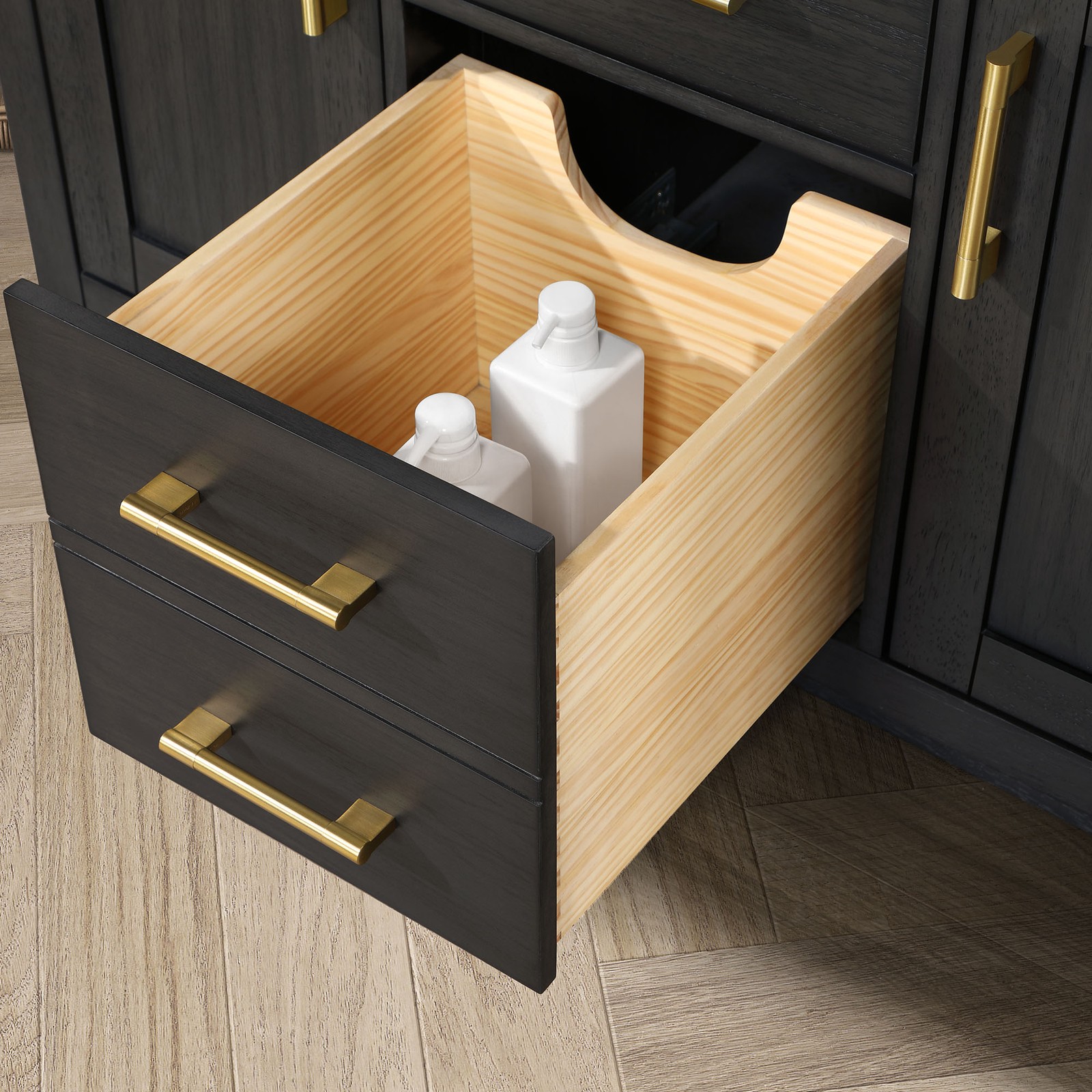 Bailey 42″ Bathroom Vanity in Matte Black Wood with White Countertop