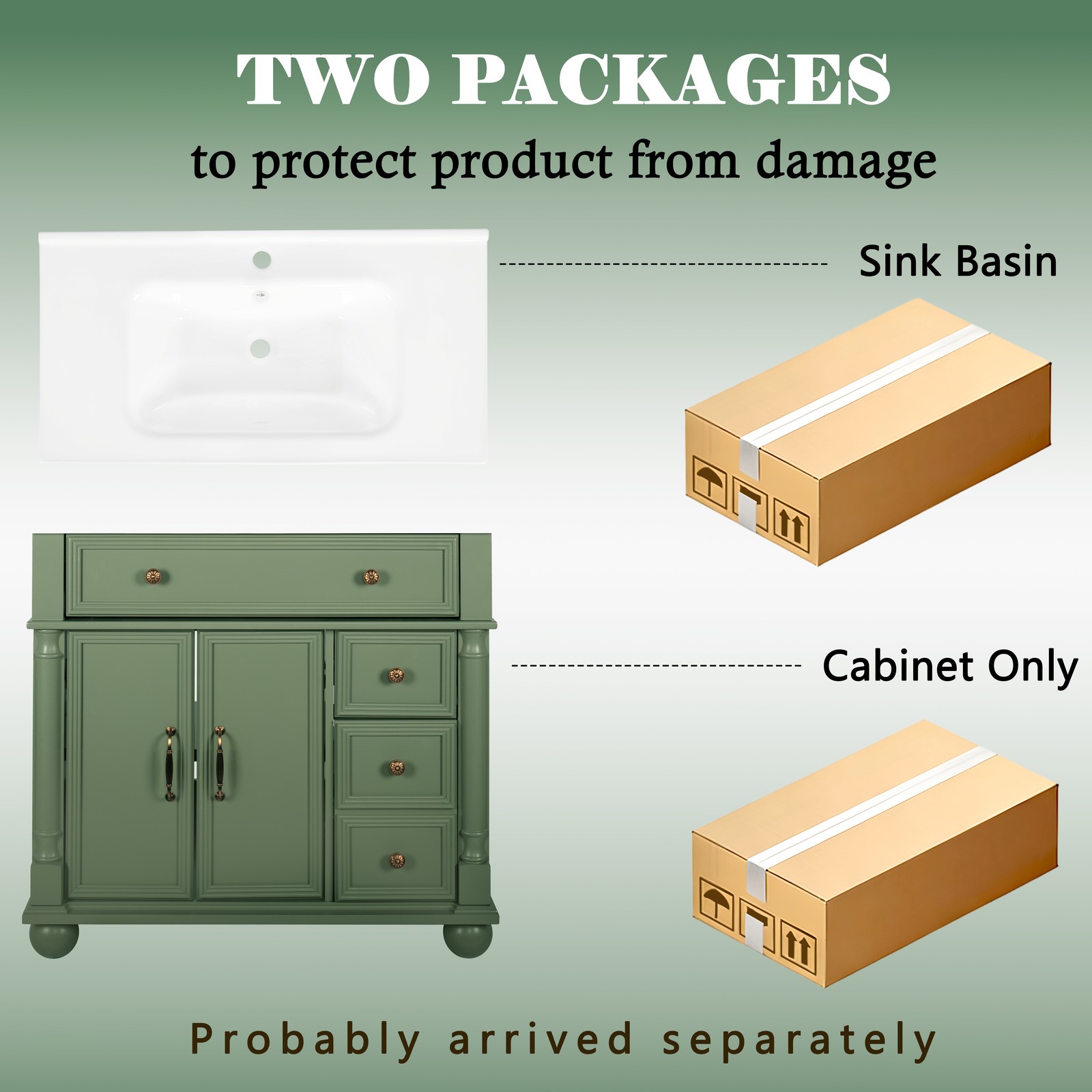35.6″ Mid-Century Bathroom Cabinet Bathroom Vanity Sink with Roman Column Base