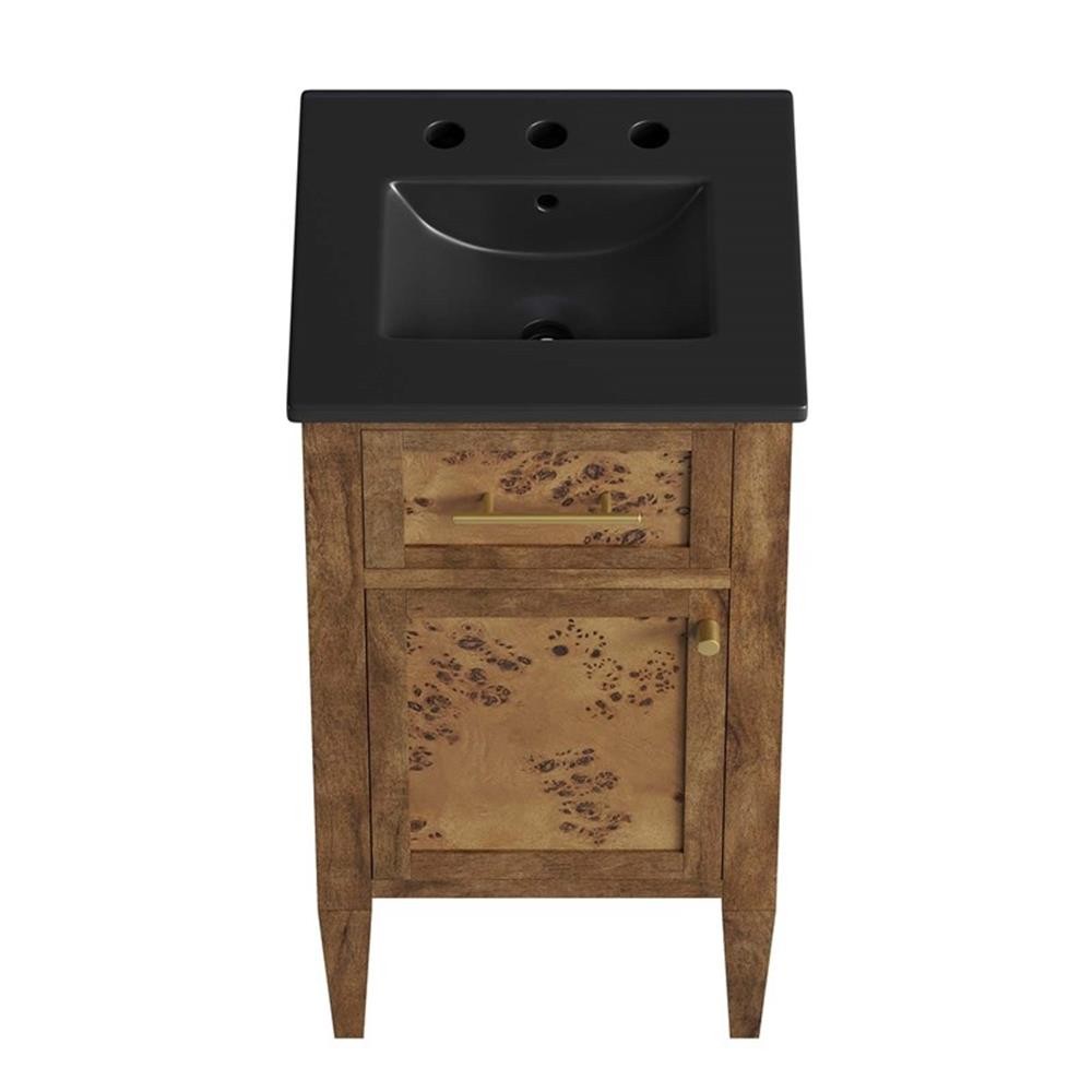 Modway Elysian 18″ Modern Wood Bathroom Vanity in Black and Brown