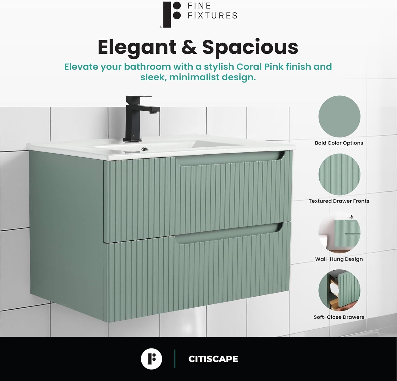 Elegant Mint Green 30″ Bathroom Vanity with Sink – Modern Design