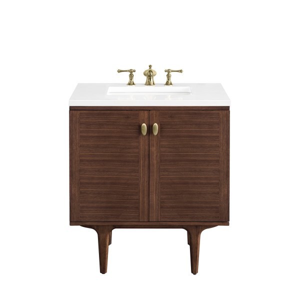 30″ James Martin Amberly 670-V30-WLT-3WZ Vanity Cabinet White Zeus Top