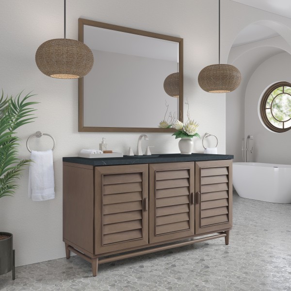 60″ James Martin Portland 620-V60S-WW-3CSP Vanity Cabinet Charcoal Soapstone Top