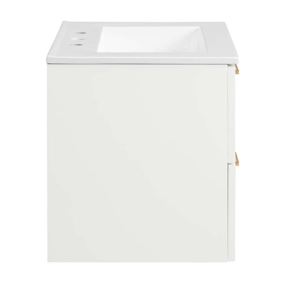 Pemberly Row 24″ Modern Wood/Ceramic Bathroom Vanity in White