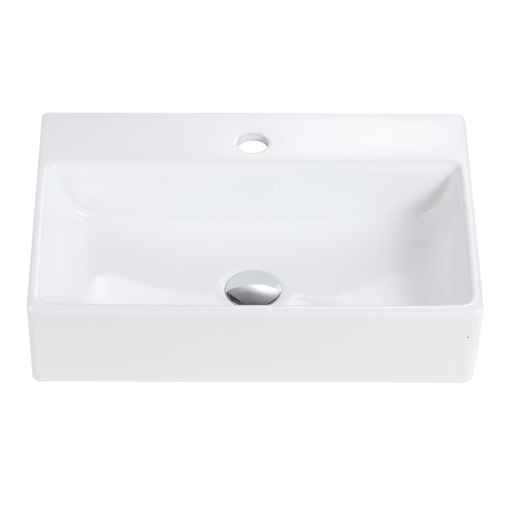 20″x14″ Gloss White Ceramic Bathroom Sink Integrated Design with 1 Faucet Hole