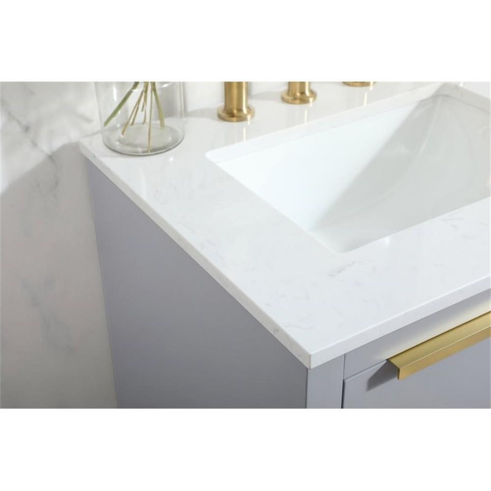 Elegant Decor Blake 24″ Aluminum Alloy MDF Single Bathroom Vanity in Gray