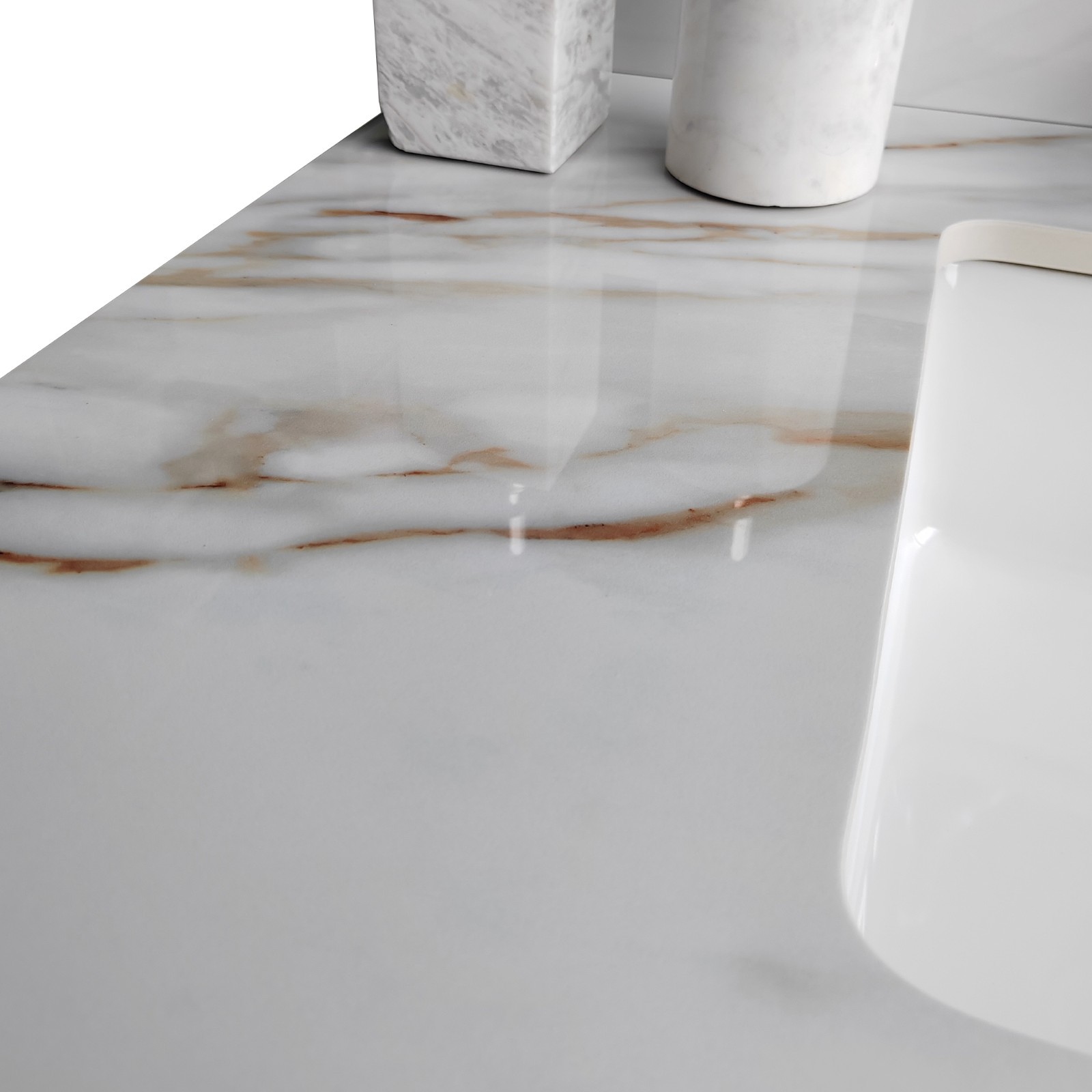 37″ Marble Vanity Top with Undermount Sink & Backsplash Carrara White