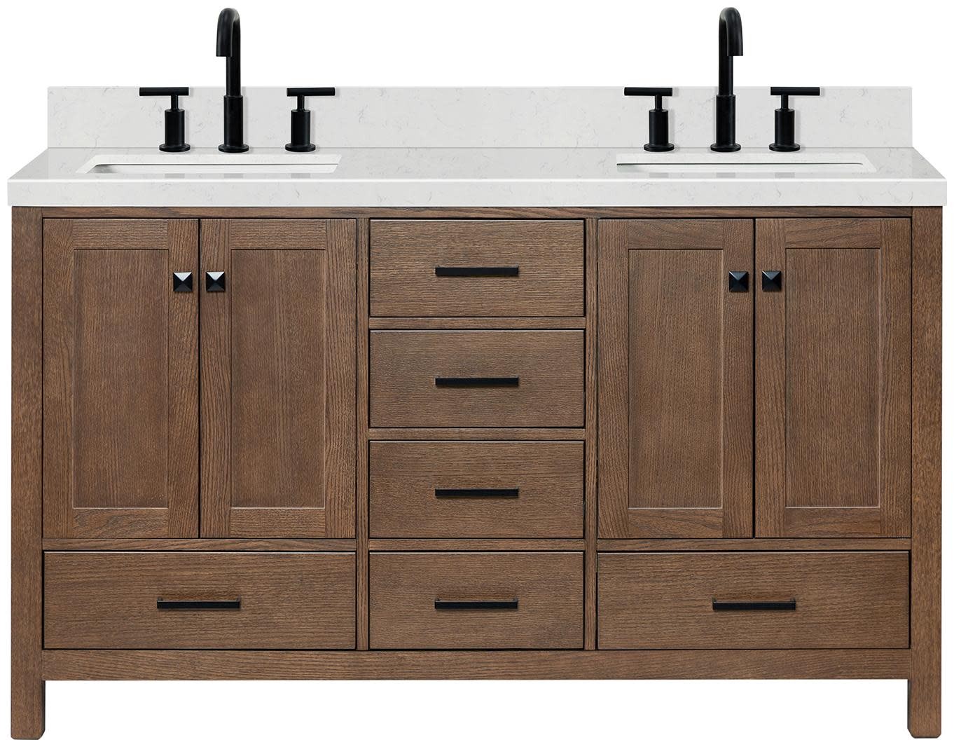 Ariel A060DCQRVO Cambridge 60″ – Brown Oak / Carrara White Quartz / Satin Brass